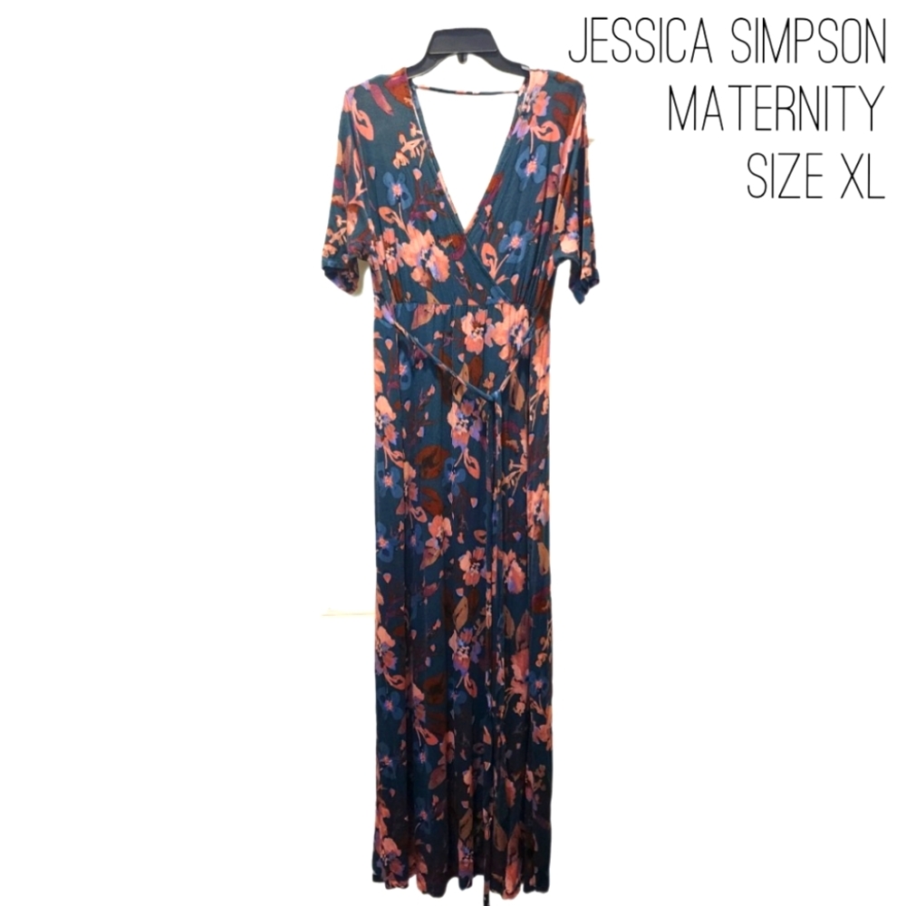 Jessica Simpson maternity dress, size xl, green and pink floral